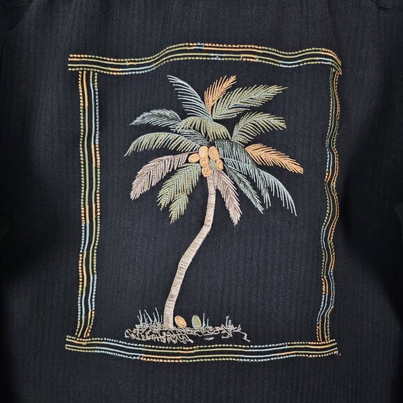 Weekender Embroidered Palm Tree Hawaiian Mens Large Short Sleeve Button Shirt - Picture 3 of 7